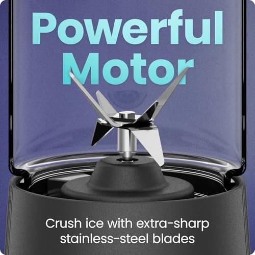 Chefman Cordless Portable Blender for Smoothies and Shakes, BPA-Free 16 oz Blending Jar w/Stainless-Steel Blades, USB-C Rechargeable with Color-Changing LEDs, Dishwasher-Safe Accessories - Black 3