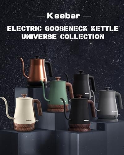 Keebar Gooseneck Electric Kettle, Electric Tea Kettle Stainless Steel, Pour over kettle for Coffee, 1000W Hot Water Kettle Electric Auto Shut Off, 0.8L, Wood-like Grain Finish Handle, Matcha Green 7