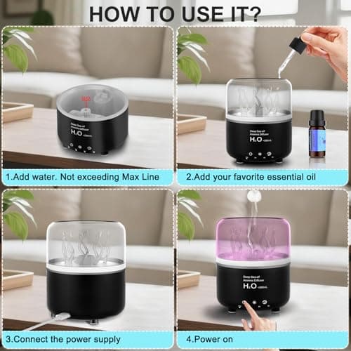 Morbou Essential Oil Diffuser with Jellyfish Spray & Sea Anemone Rotation, 280ml Ultrasonic Aromatherapy Machine,7-Color LED Night Light Quiet Mist for Bedroom, Remote Control (Black) 5