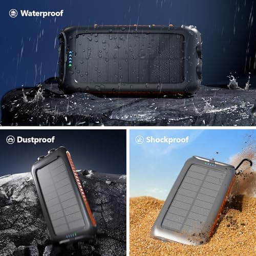 Solar Charger Power Bank 49,800mAh Portable Solar Phone Charger with 2 USB-A and Type-C Interface, 15W Fast Charging for iPhone, Samsung etc. Portable Battery Charger with Dual Flashlight for Camping 8