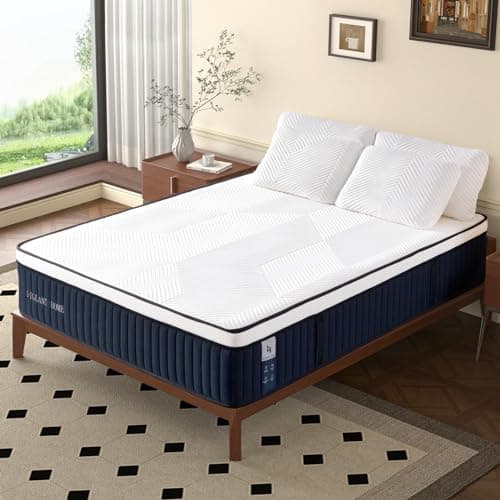 DIGLANT 14Inch Hybrid Soft Medium Plush Memory Foam Mattress, Queen Size with 7-Zone Pocket Springs, CertiPUR-US Certified