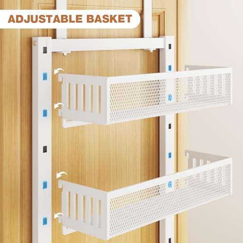 Pantry Door Organizers and Storage, 8-Tier Large Metal Heavy-Duty Frame Over the Door Spice Rack, 2 in 1 Wall-Mounted or Hanging shelf for Kitchen, Bathroom, Laundry Room, Bedroom, Closet &Nursery 8