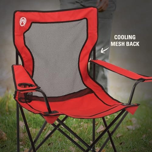 Coleman Broadband Mesh Quad Camping Chair with Carry Bag & Cup Holder, Cooling Mesh Back with Adjustable Arms, Great for Camping, Tailgating, Firepits, Patio, & More 5