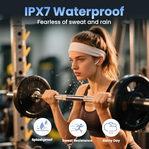 Haqquio Wireless Earbuds, Bluetooth Headphones with Deep Bass Stereo, 48H Playback Ear Buds with LED Power Display, Lightweight, IPX7, in-Ear Earphones with Mic for iPhone/Android/iPad, Rose Gold 8