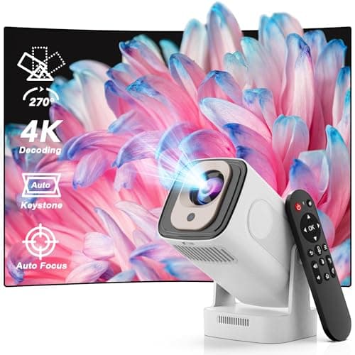 Updated Mini Projector with WiFi 6 and Bluetooth 5.4, Full HD 4K Supported Smart Projector, Auto Focus & Auto Keystone, 210° Rotatable Portable Projector for Bedroom, Outdoor Movie, Laptop, Phone