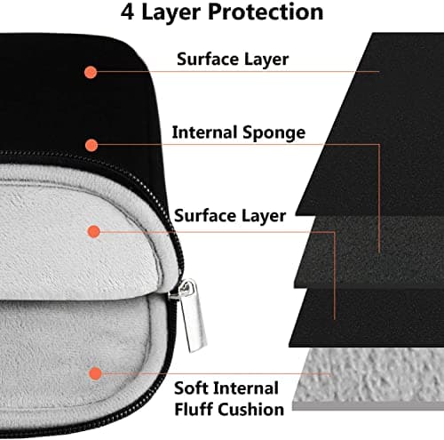 Laptop Case Sleeve 15.6 inch, Shockproof Protective Notebook Case with Accessory Pocket, Briefcase Carrying Laptop Cover for 15.6" HP, ASUS, Dell, Lenovo, Acer, Black 5