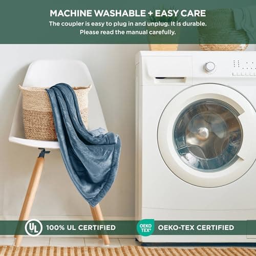 Woolrich Heated Plush to Berber Electric Blanket Throw Ultra Soft Knitted, Super Warm and Snuggly Cozy with Auto Shut Off and Multi Heat Level Setting Controllers, Full: 80x84, Sapphire 6