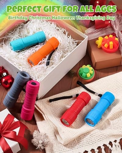 EverBrite 9-LED Flashlight 6-Pack Impact Handheld Torch Assorted Colors with Lanyard 3AAA Battery Included (Hurricane Supplies, Camping, Hiking, Emergency, Hunting) 6