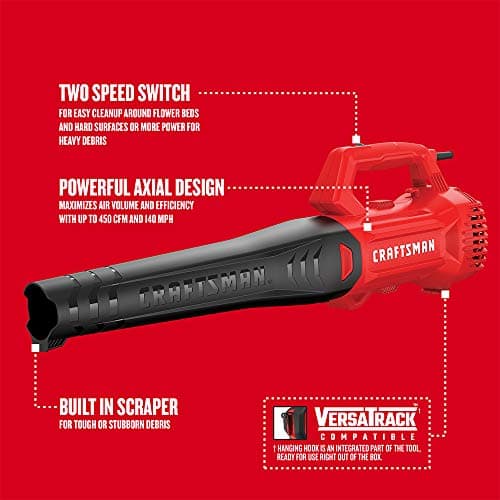 CRAFTSMAN Corded Leaf Blower, Powerful Lightweight Handheld Axial Electric Blower, 9 Amp (CMEBL710) 3