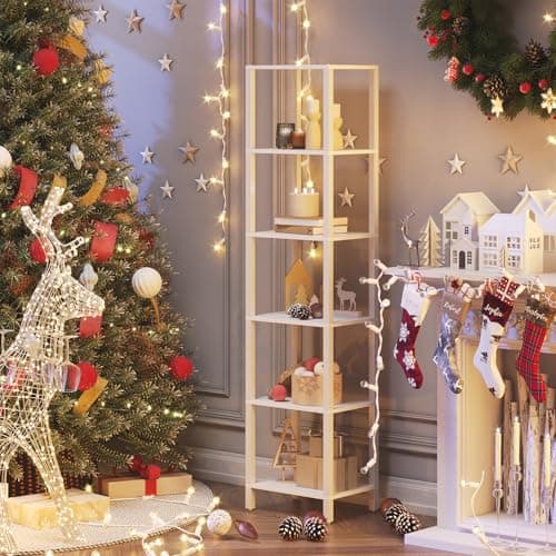 TUTOTAK Bookshelf, 6-Tier Tall Book Shelf, Narrow Bookcase for Small Space, DIY Stackable Bookshelf, for Living Room, Office, Study, Entryway, Industrial, White BS01BW006 9