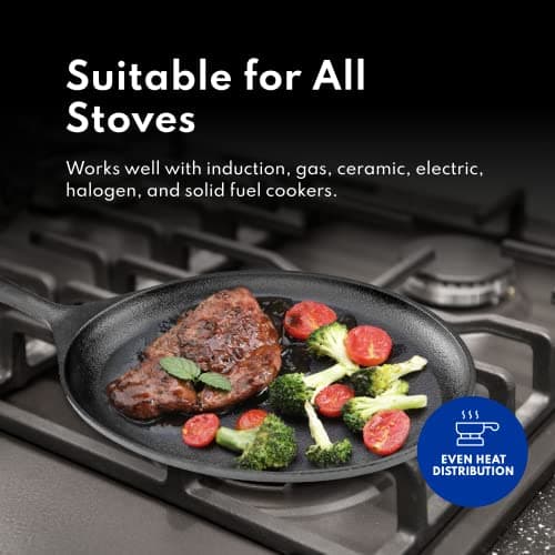 New Star Foodservice 1028614 Commerical Grade Cast Iron Fajita Set, Sizzling Skillet, Japanese Steak Plate 8