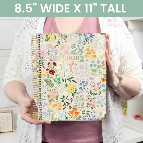 bloom daily planners HARDCOVER 2026 Planner (January to December) - 8.5” x 11” Weekly & Monthly Dated Agenda Organizer Book with Stickers & Tabs - Garden Party, Beige 6