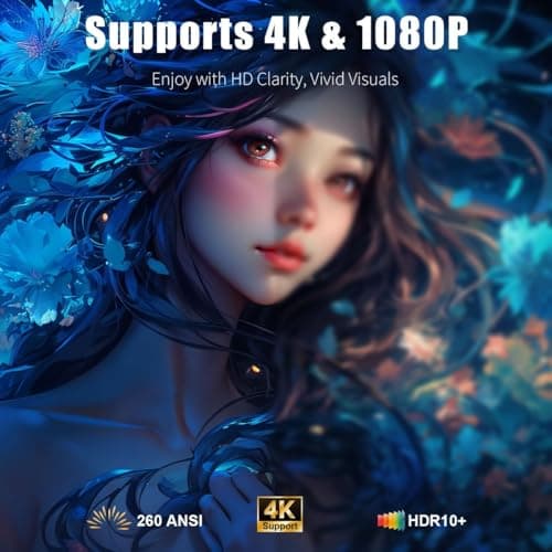 [Smart Projector with Apps] 4K Supported Mini Projector with Wifi and Bluetooth, XENPONAD Movie Projector for Bedroom Celling Camping & Outdoor Use, Portable Projector with Speaker, Auto Keystone 5