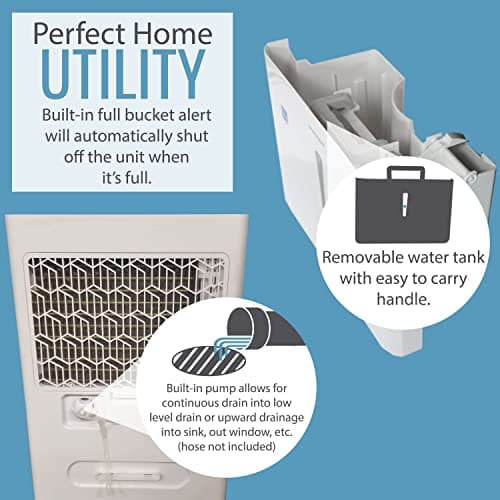 Keystone Energy Star 50-Pint Portable Dehumidifier for Basement, Garage, Living Room, and Extra Large Rooms up to 4,500 Sq.Ft., Quiet Dehumidifier for Home with Auto-Shutoff, Timer, and LED Display 6