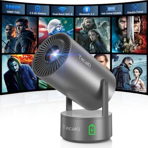 Tecaki Projector, Home Use, Android TV and APP Compatible, 270° Rotation, Ceiling Projection, Auto Keystone Correction, Bluetooth 5.2 Electric Focus K8 (3 Only WIFI and Bluetooth)