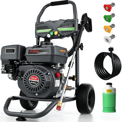 Imdot 4200PSI Gas Pressure Washer, 4.0GPM Heavy Duty Power Washer with 5 QC Nozzles, 25ft Flexible Hose and 0.5Gal Soap Tank, 212cc 7.0 HP Engine, EPA/CARB/ETL Compliant, Gray