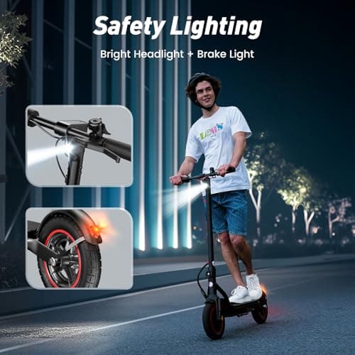 Electric Scooter, 22 Miles Long Range, 21 MPH Max Speed, 10" Pneumatic Tire, 500W Powerful Motor, Disc Brake & Smart APP, with Lights, Portable Foldable Commuting Electric Scooter for Adults and Teens 7