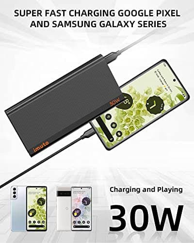 imuto 30W Slim Portable Charger for iPad Pro, Pixel iPad External Battery 30W Power Bank for iPhone 15/iPhone 15 Pro/iPad Pro 12.9/11in/ iPad Mini 6/ iPad Air 5/Portable Charger Pixel 6A 7 Pro 5A 5G 3