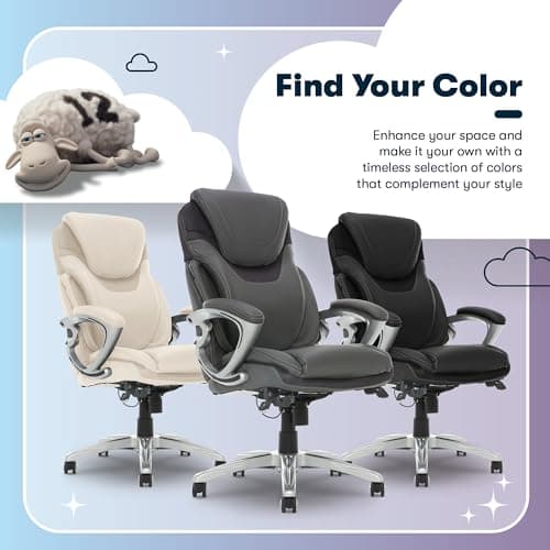 Serta Bryce Executive Office Chair - Ergonomic Computer Desk Chair with Patented AIR Lumbar Technology - Adjustable Height - Memory Foam Body Pillows - 360° Swivel Rolling Base - Bonded Leather - Gray 13