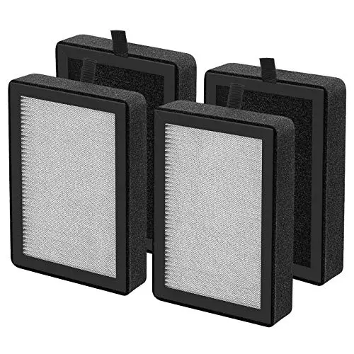 4 Pack LV-H128 Replacement Filter Compatible with LEVOIT LV-H128 / PUURVSAS (HM669A) / ROVACS (RV60) Air Purifiers, 3-IN-1 Filter for LV-H128-RF Replacement Filter