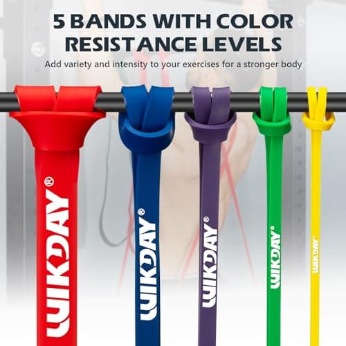 WIKDAY Resistance Bands for Working Out, Exercise Bands, Workout Bands, Pull Up Assistance Bands for Body Stretching Training Physical Therapy Muscle Training for Men & Women Multicolour (8-100lbs) 5
