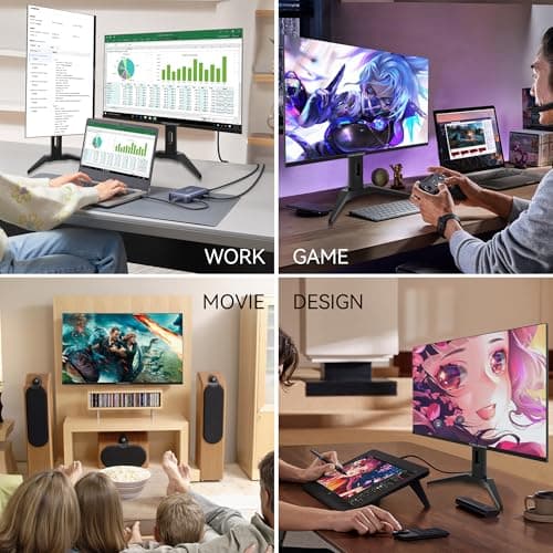 Thinlerain 23.8 inch Computer Monitor 1920x1080 Vertical PC Monitor with HDMI VGA AV BNC USB Ports, Multi-Function Stand, VESA, Display Frameless Build-in Speakers for Office Home 5