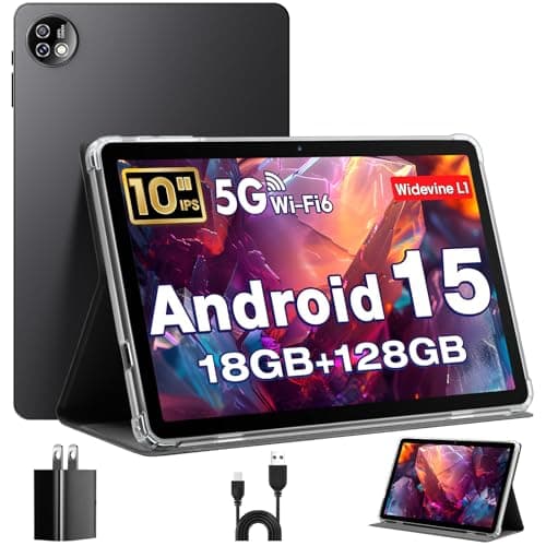 MENTUME Tablet, 10 inch Android 15 Tablets with Octa-Core Processor, 12GB RAM 128GB ROM 1TB Expand, 1280x800 HD Touchscreen, GPS, 5G+2.4G WiFi, 5MP+8MP Dual Camera, BT5.0, 6000mAh, Widevine L1, Gray