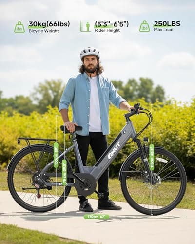 Electric Bike for Adults & Teens - 350W 26" Victor Ebike - 21-Speed, 20Mph Up to 40Miles with Dual Disc Brakes, Adjustable Handlebars, Commuter E-MTB for Men Women | UL 2849 Certified (Pale Gray) 9