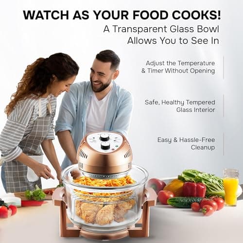Big Boss 16Qt Large Glass Air Fryer Non Toxic – Large Halogen Oven Cooker with 50+ Air Fryers Recipe Book for Meals for Entire Family, Healthier Oil-Free Crispy Foods As Seen on TikTok 5
