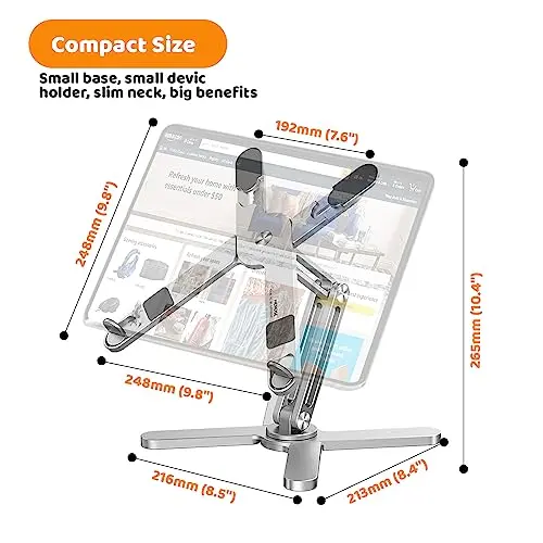 Moallia Laptop Stand with 360 Rotating Base, Computer Notebook Laptop Riser Metal Holder for Desk Collaborative Work, Fully Foldable for Easy Storage, Fits All MacBook, Laptops up to 16 inches 7
