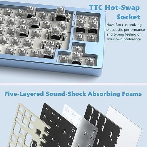 Womier SK71 75% Gaming Keyboard, Aluminum Alloy Shell Wireless Mechanical Creamy Keyboard Bluetooth/2.4G/Wired Hot Swappable Key Board Pre-lubed Switches, Gasket Mounted RGB for Mac/Win (Blue) 5