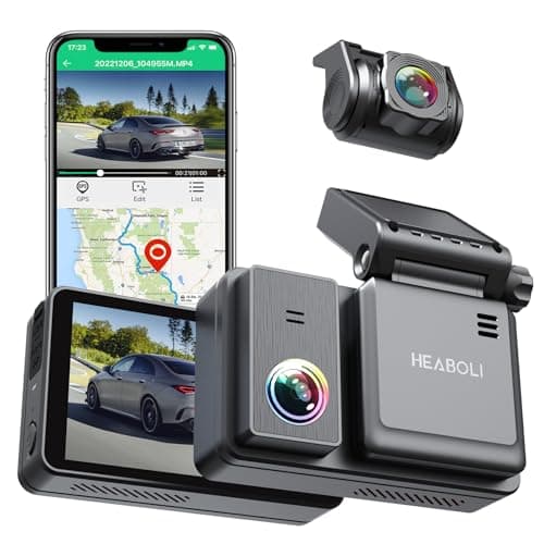 Heaboli 4K Dual Dash Cam Front and Rear, Wi-Fi GPS, 3 Inches IPS Touch Screen, Car Camera Driving Recorder with Night Vision, Parking Mode