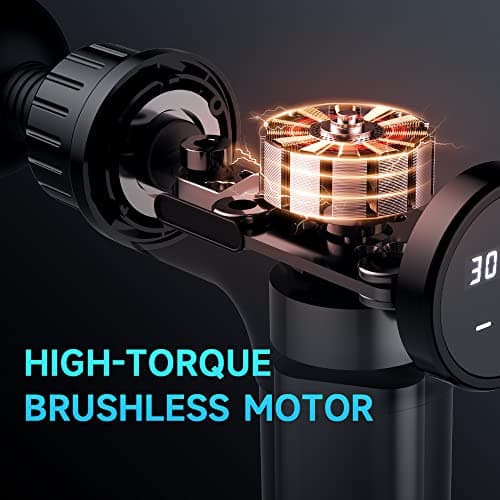 Massage Gun, Massage Gun Deep Tissue, Handheld Back Massager for Athletes, Percussion Muscle Massager with 6 Attachments & 30 Speed, Father's Day, Grey 6