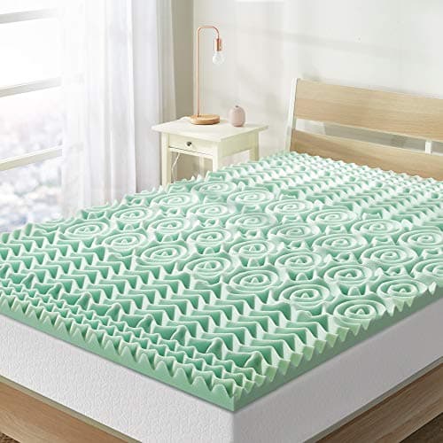 Mellow 1.5 Inch 5-Zone Memory Foam Mattress Topper, Calming Aloe Infusion, Dorm Essentials, Queen