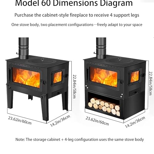 FENGXCXY Indoor Wood-Burning Stove with Dual Viewing Windows, a Pellet Stove Capable of Heating Spaces from 200 to 750 Square Feet 6