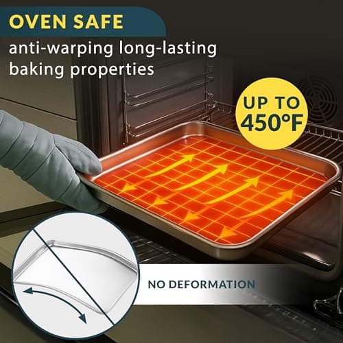 Baker’s Signature Stainless Steel Cookie Sheet Pan, Stainless Steel Baking Sheet Set of 3, Mirror Finish, Non-Stick, Rust Resistant, BPA Free, Dishwasher Safe, 9/12/16 Inch 5