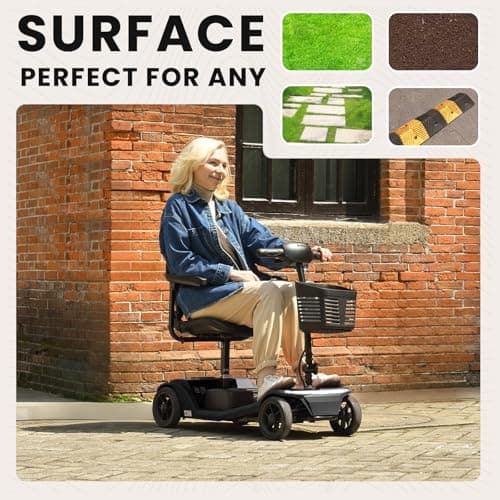 Electric Foldable Mobility Scooter for Adults 4 wheelMobility, 330lbs Max Weight,10-15miles Per ChargeElectric Powered Wheelchair Power Scooters Black 8