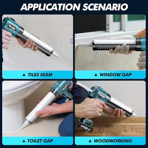 Seesii Battery Powered Cordless Caulking Gun, Electric No Drip Caulk Tool for 10 Oz Glue, Automatic Dripless Power Caulking Guns for Silicone Adhesive 8