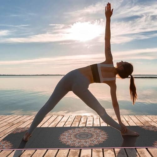 72"X24"X0.2" Travel Yoga Mat, Non Slip Exercise Matt with Carry Bag, Easy to Roll and Fold, Durable, 5mm Thick Print Pilates Mat for Travel Home Gym Outdoor 5