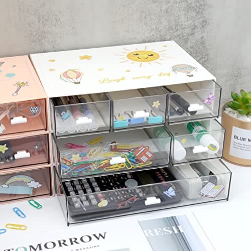 3 Tier Stackable Desk Organizer With 6 Drawers - Plastic Storage for Makeup and Desktop Organization (White) 6