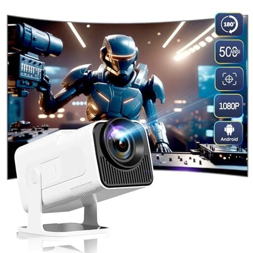 [180°Adjustable Stand]HIPPUS Smart Mini Projector with WiFi and Bluetooth, Full HD 1080P , Auto Keystone,4K Video Portable Ceiling Projector,Wifi 6,Android 11.0 (White)