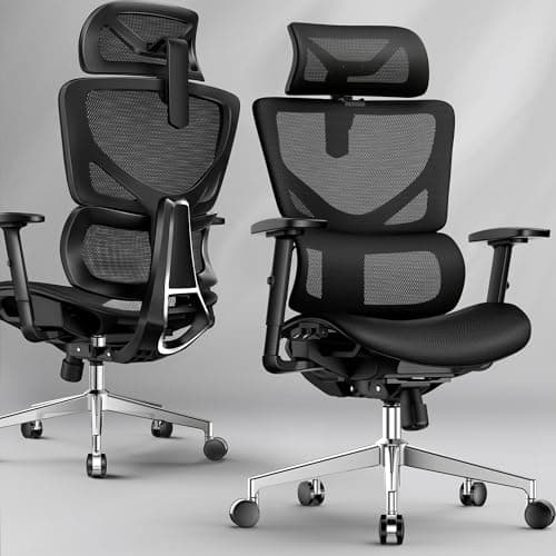 CabeVibe Ergonomic Office Chair - Big & Tall 6'6" Mesh Chair with Dynamic Lumbar Support, 4-in-1 Quick Adjust, 350lbs Capacity - BIFMA Certified Computer Chair for Home Office
