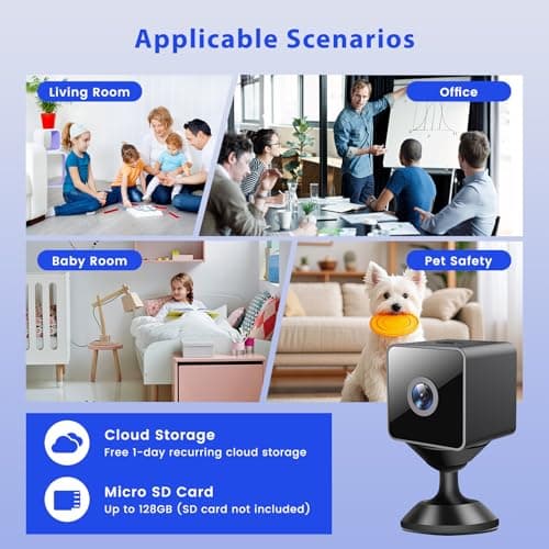 Mini Wireless Security Camera, 1080P HD Small Magnetic Home WiFi Micro Camera Nanny Cam with Motion Detection, Cloud & SD Storage, Night Vision, Tiny Cameras for Home Pet Baby Office Indoor Outdoor 7