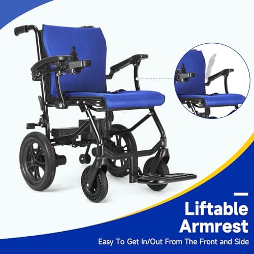 DeerPlanet Folding Electric Wheelchair for Adults Seniors 30 Lbs Updated Lightweight All Terrain Motorized Wheelchair Compact Power Wheelchair with Removable Battery Liftable Armrest Airline Approved2 8