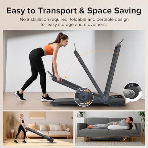 Walking Pad Treadmill with 15% Auto Incline, Foldable Under Desk Treadmill 300lbs Capacity with Remote Control, 3.5 HP Walking Pad with Handle Bar & LED Display for Home Office Use 5