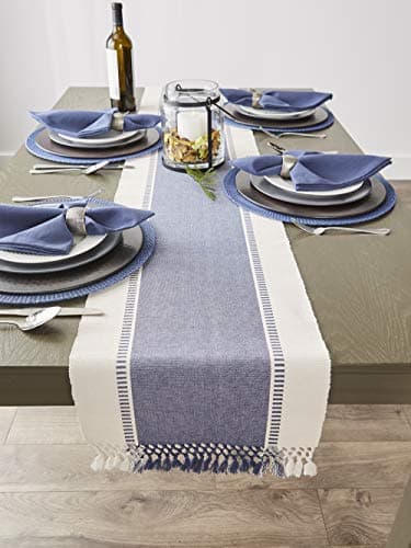 DII Dobby Stripe Woven Table Runner, 13x72-inch, French Blue 7