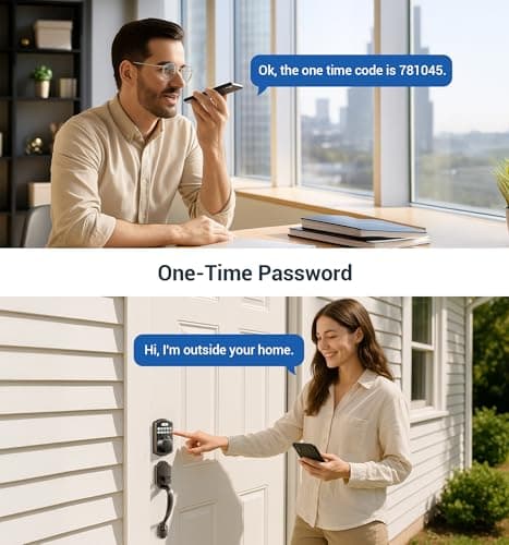 Veise Fingerprint Door Lock Set, Keyless Entry Door Lock, Front Handle Set, Electronic Keypad Deadbolt with Lever Handle, 2 Keys, Auto-Locking, One-time Codes, Easy to Install, Oil Rubbed Bronze 7