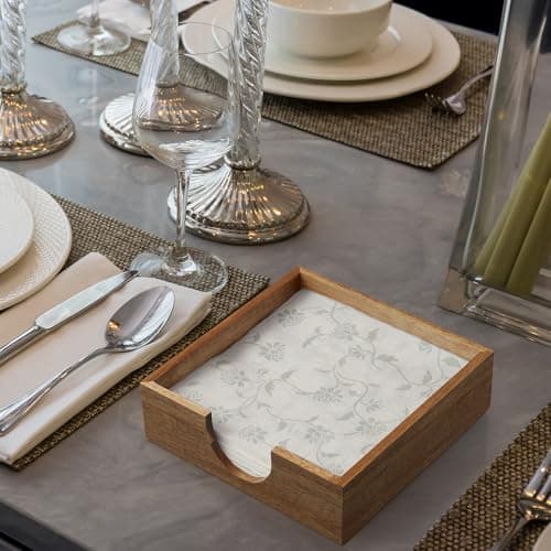 Acacia Wood Napkin Holder for Table, Napkins Holders For Paper Napkins, Flat Napkin Holder for Luncheon, Napkin Holders for Kitchen Dinner Table Decor, Napkin Dispenser for Indoor & Outdoor Use 5