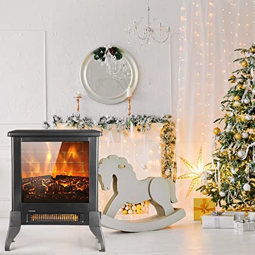 Winado Electric Fireplace, 18” Stove Heater with Realistic Flame, Adjustable Heating Mode, CSA Certified - Overheating Safety Protection for Living Room& Bedroom& Office, 120V 1400W, Black 6