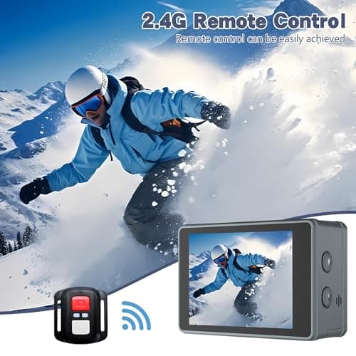 CANKETEC Action Camera 5K30FPS, 48MP Ultra HD Underwater Camera EIS WiFi Remote Control Dual Touchscreens Sport Cameras with 32GB SD Card, Microphone and Helmet Mount Accessories Kits 6